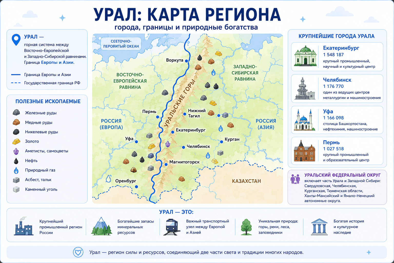 карта Урала